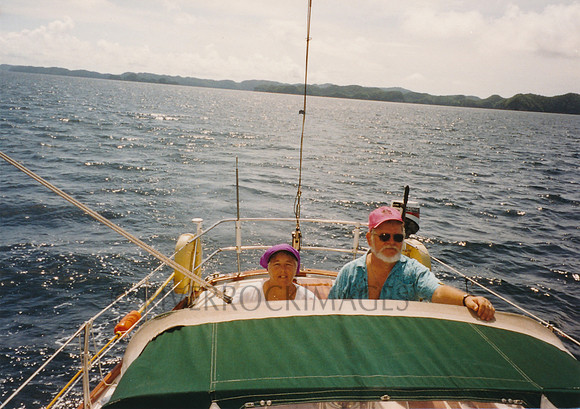 32 Carol and Clint sail Rock Islands of Palau 1994